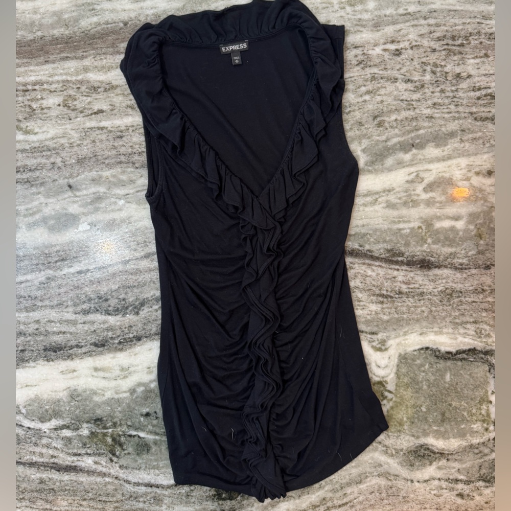 Express Black Ruffled Women's Blouse Top Size XS